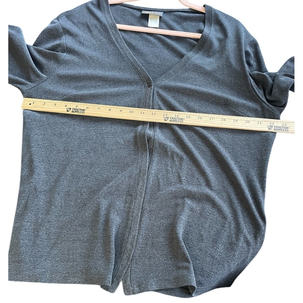 Herman Geist Womens Large Charcoal Gray Single Button V-Neck Cardigan Sweater - Picture 7 of 8